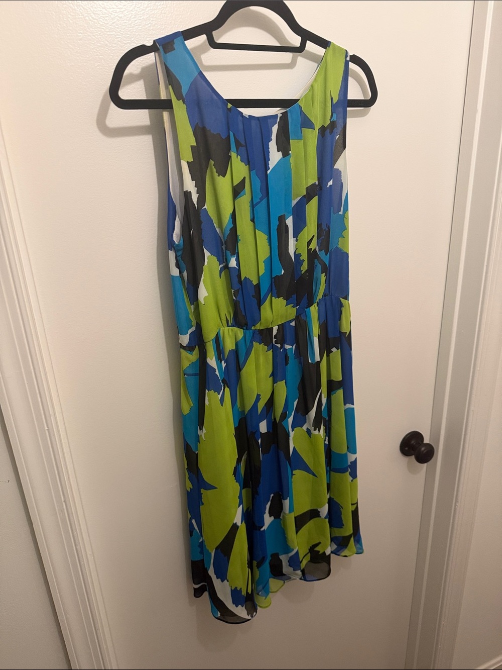 Vince Camuto Summer Dress in Blue, Lime & Black